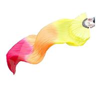 Beaux éventails colorés en soie synthétique pour danse du ventre - longs éventails colorés pour spectacles sur scène, faciles à contrôler, accessoires de danse prêts à l'emploi