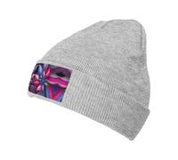 Beaux motifs de fleurs - Bonnet tricoté pour homme et femme - Bonnet en tricot doux - Cadeau d'hiver unisexe, gris, Taille unique