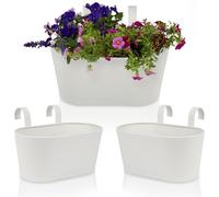 Beaux Pots de Fleurs Suspendus pour Balustrade extérieure ou clôture - Ensemble élégant de 3 Pots de Fleurs de terrasse Qui seront du Plus bel Effet sur n'importe Quel Balcon ou Porche - Les