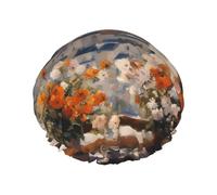 Beaux pylônes au loin. Bonnet de douche double couche pour femme, réutilisable, design de grande taille adapté à toutes les longueurs de cheveux, adapté pour les filles, spa et salon à domicile.