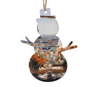 Beaux pylônes au loin Ornements de sapin de Noël en bois en forme de bonhomme de neige 1 pièce - Décorations vintage pour décoration de maison de vacances