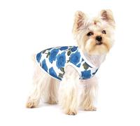 Beaux roses bleues en coton imprimé pour animal domestique L vêtements doux élastique respirant pull animal de compagnie