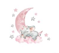 Beaux stickers muraux bébé éléphant rose pour chambre de bébé fille