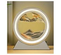BEAUXI Sablier 3D, Image de Sable Dynamique, Cadre Sablier 3D en Verre Rond,Cadre Sablier LED en Verre Rond pour Adultes la Décoration 21.5CMX24CMX4.5CM (Gris)