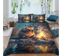 Beaver by feu Ensemble De Literie Microfibre 3 Pièces 3D Imprimée Confortable Nature woodland scène Parure de Lit avec Fermeture Éclair Ultra Douce for Chambre à Coucher Super king（260x220cm）
