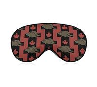 Beaver on Canadian Flag Sleeping Eye Mask Eye Shade avec sangle réglable Bandeau pour les voyages en avion