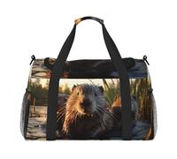 Beaver Working Print Bagage à bandoulière pour femme et homme Sac à bandoulière pour le yoga et les voyages, noir, One Size