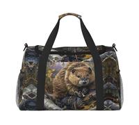 Beaver Working Sac de voyage de grande capacité avec imprimé pour usage quotidien, noir, One Size