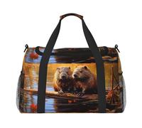 Beaver working3 Bagage à main pour homme et femme Sac à bandoulière pour le yoga et les voyages, noir, One Size