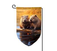 Beaver working3 Drapeaux de bienvenue imprimés pour décoration extérieure tous temps jardin patio drapeau 30,5 x 45,7 cm plusieurs formes