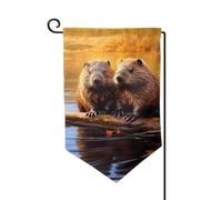Beaver working3 Drapeaux de bienvenue imprimés pour décoration extérieure tous temps jardin patio drapeau 30,5 x 45,7 cm plusieurs formes