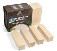 BeaverCraft Blocs de Tilleul pour Sculpture 5PCS - Bois à Sculpter pour le Taillage - Grands et Petits Blocs de Bois pour Artisanat, Bois Non Fini BW1