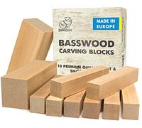BeaverCraft BW10 Set de 10 Blocs de Sculpture en Tilleul - Bois de Sculpture Doux pour Débutants et Pros - 2 Blocs (5x15 cm) et 8 Blocs (2,5x15 cm) - Bois Non Fini pour Loisirs Créatifs