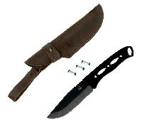 Beavercraft Couteau Bushcraft à Lame Bleue en Acier Carbone avec Étui en Cuir set BSH-kit 4
