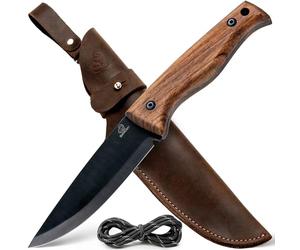 BeaverCraft Couteau Bushcraft Full Tang avec Étui Cuir - Couteau Fixe en Acier Carbone pour Camping et Survie - Outils Outdoor BSH3 Nightfall