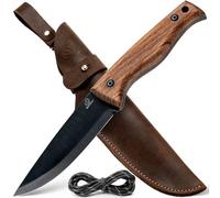 BeaverCraft Couteau Polyvalent en Acier au Carbone avec Manche en Noyer et Étui en Cuir - BSH3 Nightfall
