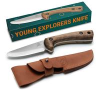 BeaverCraft Couteau pour enfants Couteau Bushcraft pour enfants sûr avec couteaux fourreau pour garçons Premier couteau de camping avec pointe arrondie BSH Kid