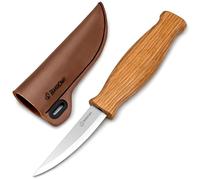 BeaverCraft Couteau Sloyd C4s 8cm Couteau pour sculpter le bois Sloyd avec fourreau en cuir pour tailler et dégrossir pour débutants et professionnels Acier à haute teneur en carbone durable