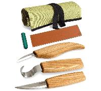 Beavercraft Ensemble Étendu de Couteaux pour Sculpture de Cuillères (3 couteaux dans un étui + acces