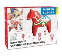 BeaverCraft Kit de Sculpture sur Bois avec Couteau Sloyd et Bloc de Tilleul - Kit DIY 02 Cheval de Dala - Loisirs Créatifs pour Adultes et Ados - Outils de Menuiserie et Idée Cadeau