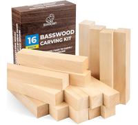 BeaverCraft Lot de 16 blocs de sculpture en bois de tilleul BW16 pièces - Kit de sculpture sur bois doux pour débutants - Ensemble de blocs en bois brut - Bois de tilleul pour travaux manuels