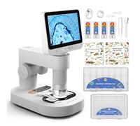 BeaverLab Microscope numérique IPS 10,2 cm, microscope portable 100X-1600X HD 1080p, lumières LED, USB et WiFi pour laboratoire scientifique, école et éducation