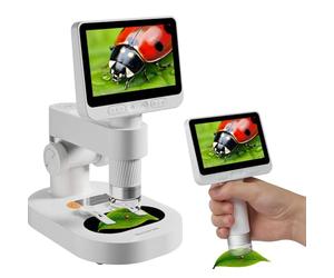 BEAVERLAB Microscope Numérique Sans Fil pour Enfants - 4.0'' IPS, Grossissement 1600X, 1080P HD, WiFi/USB, 8 Lumières LED Réglables - Compatible PC/Windows/Mac