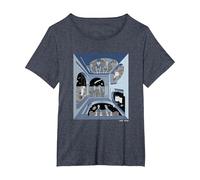 Beavis and Butt-Head Escher Style T-Shirt, Femme Grandes Tailles, Bleu Chiné, 5X