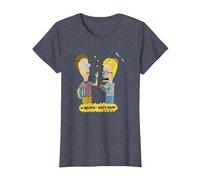 Beavis and Butt-Head Nerdy Nerds T-Shirt, Femme, Bleu Chiné, L