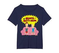 Beavis and Butt-Head on The Couch T-Shirt, Femme Grandes Tailles, Bleu Marine, 4X