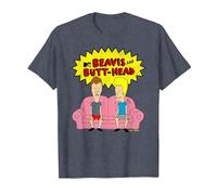 Beavis and Butt-Head on The Couch T-Shirt, Homme, Bleu Chiné, M