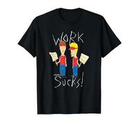 Beavis and Butt-Head Work Sucks Protest Signs Funny Cartoon T-Shirt, Homme, Noir, 5XL