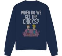 Beavis & Butthead - "When Do We Get The Chicks ?" (Quand est-ce qu'on aura les filles ?) Sweatshirt für Herren/Damen Uni TV12593 (M) (Marineblau)