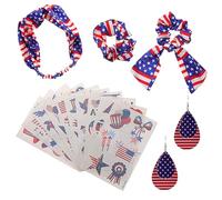 Beavorty 1 Ensemble De Bandeaux Boucles D'Oreilles Autocollants Bandeau Drapeau Boucles D'Oreilles Du Jour De L'Indépendance Accessoires Pour Cheveux Bandeau Patriotique