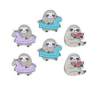 Beavorty 1 Jeu Broche En Émail Pour Paresseux Badge De Dessin Animé Exquise Pour Vêtements Pour Mignon En Alliage 6 pièces