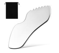 Beavorty 1 outil de massage Gua Sha en acier inoxydable avec sac de rangement pour le visage, les yeux, le cou, le corps
