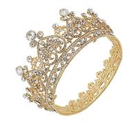 Beavorty 1 Pc couronne baroque Diadème de mariée bandeaux gâteau cheveux de fête or Chapeaux casque Cerceau de cheveux couronne cerceau de cheveux baroque Golden