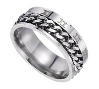Beavorty 1 Pièce Anneau De Chiffres Romains Acier Titane Mode Clé Pour Hommes Anneaux Bijoux Bague Anneau De Chaîne Bague Élégante Femme Chiffres Romains Créative