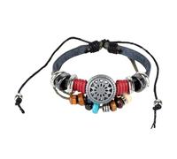 Beavorty 1 Pièce Bracelet Vintage Cuir Noir Ajustable pour Hommes et Accessoire Décoratif Cuir Détails Antique pour Style Unique et Personnalisé