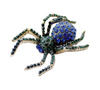 Beavorty 1 Pièce broche strass épingle broches ancien goupille squelette décoratif effrayant badges forme araignée animaux en cristal décor Zircon Bleu