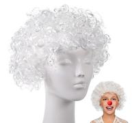 Beavorty 1 Pièce Perruque De Clown Synthétique Afro Moelleuse Pour Hommes Femmes Perruque De Cosplay Bouclée Barbare Halloween Perruques Fantaisie Drôles (Blanc)