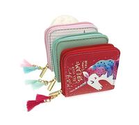 Beavorty 1 Pièce Portefeuille Licorne pour Enfants Rouge Filles Porte-Monnaie de Dessin animé Branché drôle Portefeuille Court Portefeuille à glissière en PU Portefeuille à Fermeture éclair