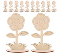 Beavorty 12 Fleurs en Bois Brut à Peindre Ornements en Bois pour Loisirs Créatifs Décorations DIY Garçon et Filles Facile à Décorer Kit 12 Pièces pour Création de Fleur et Décoration