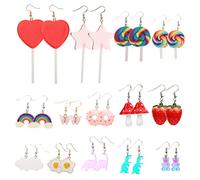 Beavorty 14 Paires Boucles Oreilles Femme Résine Créations Ludiques et Fantaisistes Modèles Animaux et Fruits Accessoires de Mode pour Toutes Occasions