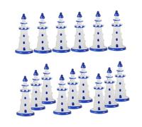 Beavorty 15 Pièces Miniatures Phares en Résine Bleu Bord, Décoration Méditerranéenne pour Micro-Paysage, Ornement Miniature pour Maison de Poupée, Accessoires de Jardin et Décor Intérieur