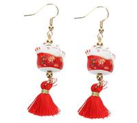 Beavorty 1Paire Boucles Oreilles Chanceuses De Chat Pendentif Et Frange Pour Festival Élégants
