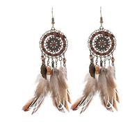 Beavorty 1paire Boucles Oreilles Plumes Pour Femmes Bijoux Ethniques De Voyage Créoles Légères Et Confortables Parfaites Pour Look Hippie Et Décontracté