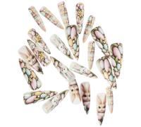 Beavorty 2 Boîtes de Faux Ongles Lapin Mignons à Coller, Manucure de Pâques et Noël, Autocollants pour Ongles à Couverture Complète, Décorations Réutilisables pour Femmes et Filles