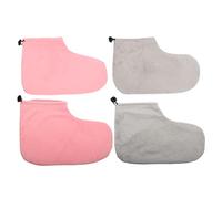 Beavorty 2 Chaussettes de Soin des Coton Couvertures Chauffantes pour Thérapie Cire avec Élastiques Rose et Gris Accessoires de Pédicure Réutilisables et Lavables