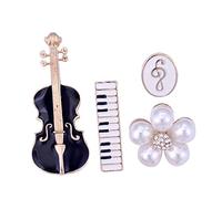 Beavorty 2 Ensembles Broche Fleur Musique Épinglette Violon Accessoire Vêtement Élégant Pour Femmes Badge Original Pour Amateurs De Musique 4 Pièces * 2